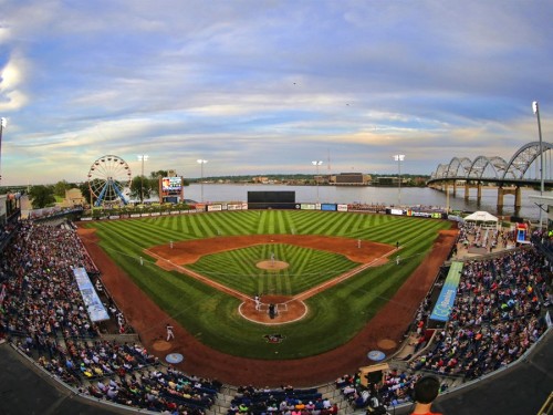 Modern Woodmen Park in Davenport is one of the most picturesque minor league baseball parks in the United States. Built in 1931, it is also steeped in history.  Photo courtesy of Travel Iowa